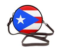 Borsa a tracolla rotonda da donna in pelle con bandiera di Porto Rico