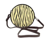 Borsa a tracolla rotonda da donna in pelle con strisce zebrate minimaliste