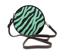 Borsa a tracolla rotonda da donna in pelle con strisce zebrate minimaliste