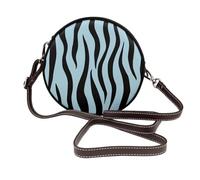 Borsa a tracolla rotonda da donna in pelle con strisce zebrate minimaliste blu