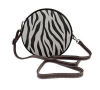 Borsa a tracolla rotonda da donna in pelle con strisce zebrate minimaliste grigio chiaro