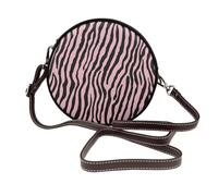 Borsa a tracolla rotonda da donna in pelle con strisce zebrate minimaliste rosa
