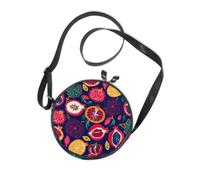 Borsa a tracolla rotonda in tela con motivo melograno