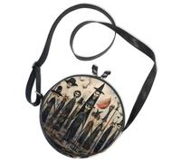 Borsa a tracolla rotonda in tela stile gotico nero fiaba nera