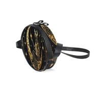 Borsa a tracolla rotonda, piccola borsa rotonda con motivo dea fortunata, borsa con cerniera, adatta per donne e bambini