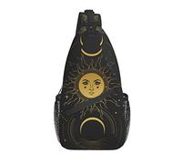 Borsa a tracolla Sacred Sun Moon Tarot Divination Black Hiking Daypack Crossbody Shoulder Backpack Travel Chest Pack for Men Women