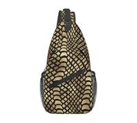 Borsa a tracolla Safari African Black Gold Python Animal Skin SepiaSling per uomo, piccola borsa da viaggio a spalla.