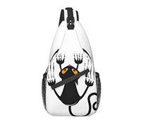 Borsa a tracolla Scratch Black Cat Funny Hiking Daypack Crossbody Shoulder Backpack Travel Chest Pack for Men Women