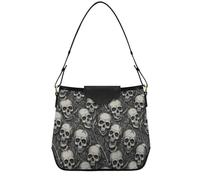 Borsa a tracolla scura con teschio per lavoro, morbida e alla moda, borsa hobo casual in pelle PU resistente, taglia media