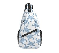 Borsa a tracolla Sea Turtle Blue White Summer Hiking Daypack Crossbody Shoulder Backpack Travel Chest Pack for Men Women