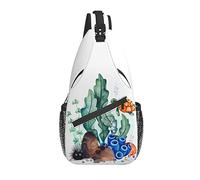 Borsa a tracolla Sea Turtle Coral Marine Underwater Hiking Daypack Crossbody Shoulder Backpack Travel Chest Pack for Men Women