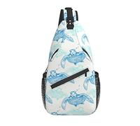 Borsa a tracolla Sea Turtle Pastel Blue Ocean Hiking Daypack Crossbody Shoulder Backpack Travel Chest Pack for Men Women