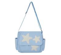 Borsa a tracolla semplice da donna con tasche laterali Y2K Star Messenger Bag elegante borsa a tracolla grande capacità per ragazze adolescenti, S blu