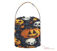 Borsa a tracolla senza cuciture per tutti i santi con motivo Happy Halloween all'uncinetto borsa organizer all'uncinetto con fori Tote all'uncinetto per organizzatori all'uncinetto