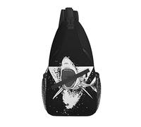 Borsa a tracolla Shark Wild Ocean Black and White Hiking Daypack Crossbody Shoulder Backpack Travel Chest Pack for Men Women