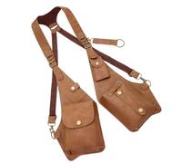 Borsa a tracolla sicura con design antifurto tracolla regolabile Steampock da uomo stile detective petto in pelle PU per accessori da viaggio, Marrone chiaro, One Size