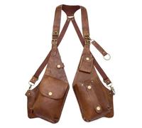 Borsa a tracolla sicura Design antifurto Tracolla regolabile Steampock da uomo Steampock Detective Styles Borsa a tracolla vintage medievale in pelle PU, Marrone scuro