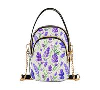 Borsa a tracolla singola da donna con tracolla a catena trapuntata per telefono cellulare modello borsa con cerniera bombetta tote da donna borsa da donna lavanda fiori foglie beige