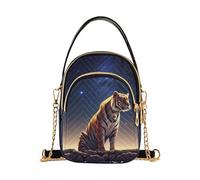 Borsa a tracolla singola da donna trapuntata borsa per telefono con tracolla a catena borsa stampata designer pochette da donna cerniera tote tigre notte cielo