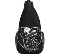 Borsa a tracolla Skull Kiss Dead Dark Retro Black and White Hiking Daypack Crossbody Shoulder Backpack Travel Chest Pack for Men Women