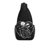 Borsa a tracolla Skull Kiss Dead Dark Retro Black and White Hiking Daypack Crossbody Shoulder Backpack Travel Chest Pack for Men Women