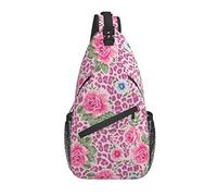 Borsa a tracolla Sling Zaino a spalla per uomo Donna Classic Roses Leopard Unisex Piccolo zaino da escursionismo Zaino da escursionismo durevole per lo sport Casual Walking Ciclismo Viaggi Ciclismo