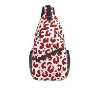 Borsa a tracolla Sling Zaino a spalla per uomo Donna Leopardo rosso Zaino da escursionismo unisex Piccolo Zainetto da escursionismo durevole per lo sport Casual Camminata Bicicletta Viaggi Ciclismo
