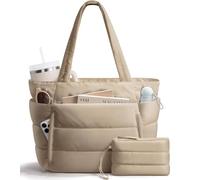 Borsa a tracolla soffice Bagstellar per donne, borsa da lavoro leggera e gonfia per insegnanti e infermiere, borsa da scuola, da viaggio e da palestra, Cammello, Large