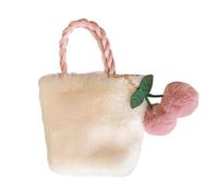 Borsa A Tracolla Soffice - Borsa In Peluche Bianca Con Simpatico Pompon In Ciliegia Tasca Interna Applicata Tracolla Singola Elegante Accessorio Invernale | Borsas A Tracollas Da Donna Borsas