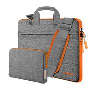 Borsa a Tracolla Sottile per Laptop da 13"-14", Borsa a Mano con Custodia Piccola per MacBook Pro 14" M5 M4 M3 M2 M1 2025-2021, tutti i modelli da 13,3" MacBook Air/Pro, XPS 13/14,Grigio scuro-arancio