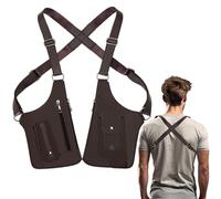 Borsa a tracolla sotto le ascelle, borsa impermeabile a tracolla, borsa impermeabile antifurto, con due cinghie, per papà, fidanzato, donna, telefono cellulare, chiave 'auto, Marrone, Refer to