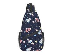 Borsa a tracolla Space Rocket Childish Cosmic Hiking Daypack Crossbody Shoulder Backpack Travel Chest Pack for Men Women