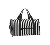 Borsa a tracolla sportiva a tracolla con stampa di gamberetti giapponesi - Grande borsa riutilizzabile da viaggio per le vacanze da donna, A righe bianche e nere., taglia unica