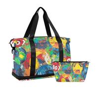 Borsa a tracolla sportiva colorata da calcio con borsa da toeletta per allenamento multifunzionale, calcio colorato sport, 1 size
