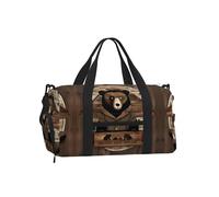 Borsa a tracolla sportiva con stampa bandiera del Perù - Grande borsa riutilizzabile da viaggio per le vacanze da donna, Rustic Lodge Bear, One Size