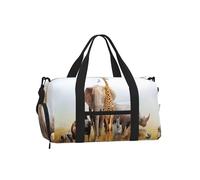 Borsa a tracolla sportiva con stampa colorata di ananas e frutta - Grande borsa riutilizzabile da viaggio per le vacanze da donna, Safari con animali, One Size