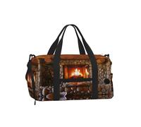 Borsa a tracolla sportiva con stampa di campagna, perfetta per viaggi, campeggio e attività all'aperto, Camino di Natale Capodanno, One Size