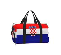 Borsa a tracolla sportiva con stampa di lettere e numeri, grande borsa riutilizzabile da viaggio per le vacanze da donna, Bandiera della Repubblica di Croazia, One Size