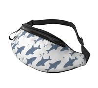 Borsa a tracolla sportiva per il tempo libero, da corsa, casual, con portafogli a mani libere, Borsa da cintura per uomo e donna, motivo: squali dei cartoni animati