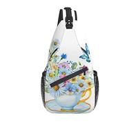Borsa a tracolla Spring Daisy Flower Butterfly Cup Escursionismo Daypack Crossbody Shoulder Backpack Travel Chest Pack for Men Women