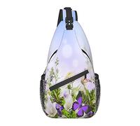 Borsa a tracolla Spring Flower Field Butterfly l Hiking Daypack Crossbody Shoulder Backpack Travel Chest Pack for Men Women