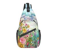 Borsa a tracolla Spring Flower Field Daisy Rose Art Escursionismo Daypack Crossbody Shoulder Backpack Travel Chest Pack for Men Women