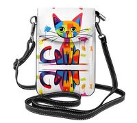 Borsa a tracolla stampata con gatto triste, tracolla regolabile estesa, scomparti multipli, custodia per chiavi e cosmetici