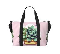 Borsa a tracolla stampata con piante grasse in stile cartone animato, adatta per viaggi d'affari, fitness e viaggi.