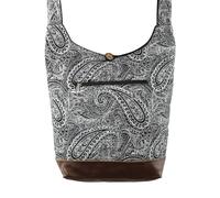 Borsa a tracolla stampata etnica shopper nera