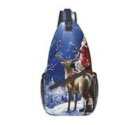 Borsa a tracolla stampata Night Santa, borsa a tracolla casual, zaino da viaggio leggero per uomini e donne per adulti e adolescenti