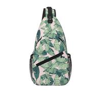 Borsa a tracolla stampata rosa resistente all'acqua con foglie di palma verde
