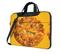 Borsa a tracolla stampata villaggio borsa a tracolla facile da usare quando viaggia per affari, nero, 14 inch