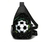 Borsa a tracolla stile calcio per bambini, borsa sportiva con stampa colorata di pallone da calcio sulla tasca frontale, borsa a spalla casual in poliestere Tagli UnicaGeometrico,GraficoPoliestere