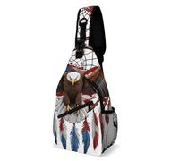 Borsa A Tracolla Sul Petto American Flag Boho Totem Native Eagle Dream Catcher Sling Bag Regolabile Crossbody Obliqua Zaino Sul Petto Per Il Ciclismo Viaggi Trekking